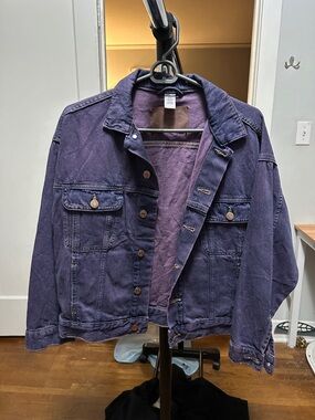 Women's Purple Denim Jean Jacket - Casual Boxy Fit